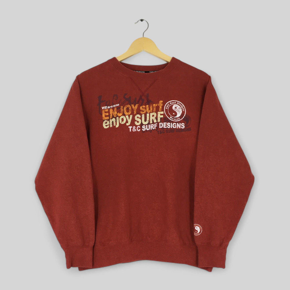 Vintage TC Surf Designs Hawaii Sweatshirt Medium Town And Country Enjoy Surfing Life Sweater Tnc Pipeline Surfer Red Crewneck Size M Sweatshirt – Bold Style · Trending Graphic Apparel