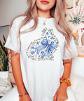 He Is Risen Easter Shirt Blue Toile Easter Shirt Jesus Shirt Blue Chinoiserie Easter Shirt Coquette Bow Blue Graphic Tee – Everyday Comfort · Great Gift For Fans