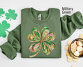 Retro Shamrock Sweatshirt Womens Glitter Sweatshirt Cute St Patricks Day Sweatshirt Lucky Sweatshirt Irish Shirt Four Leaf Clover Sweatshirt – Bold Style · Perfect For Daily Wear