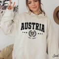 Austria Coat of Arms Hooded Sweatshirt Austrian Heraldic Eagle Crest Emblem Patriotic Pullover Hoodie Austria National Pride Gift Hoodie – Aesthetic Look · Top Pick For Any Outfit