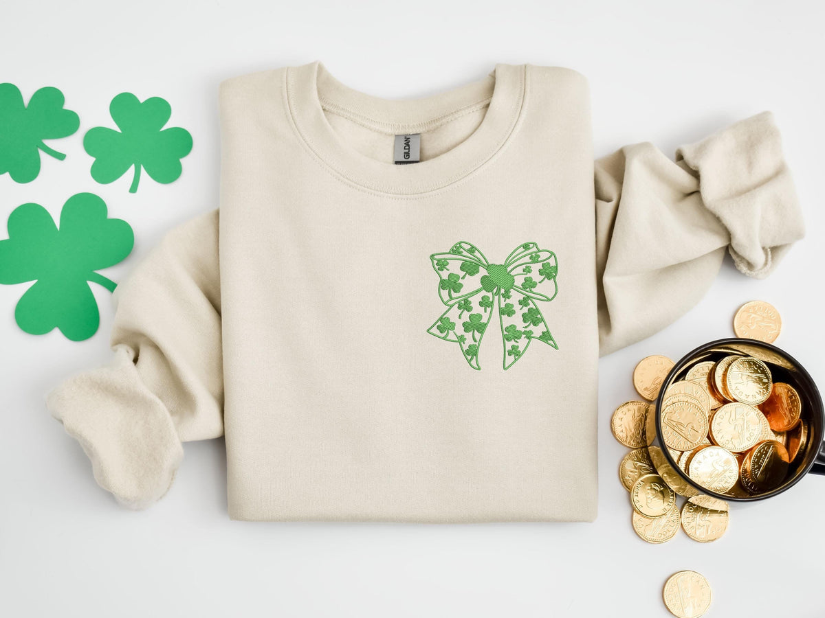 Embroidered Coquette Bow Embroidered Irish SweatshirtEmbroidered Shamrock Sweatshirt Irish Shirt Embroidered St Patricks Day Shirt Sweatshirt – Cozy Vibes · Great Gift For Fans