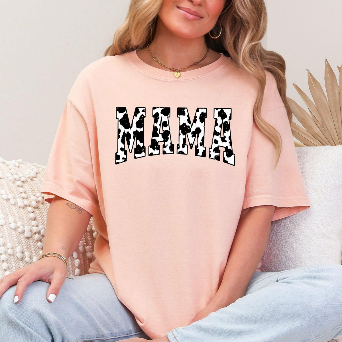 Mama Retro Cow Print Varsity Mother39s Day Tshirt Comfort Colors Tee Graphic Tee – Everyday Comfort · Top Pick For Any Outfit