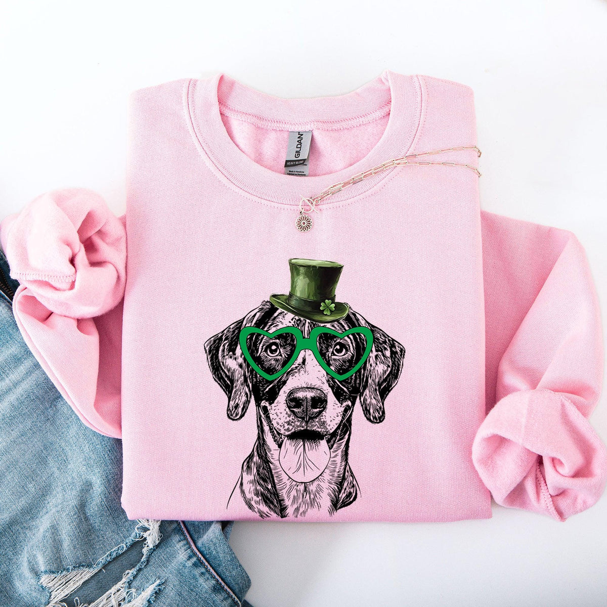 German Shorthaired Adorable Dog St Patrick39s Day Lucky Irish Sweatshirt Crewneck Crew Neck Sweater Sweatshirt – Cozy Vibes · High-Quality Print