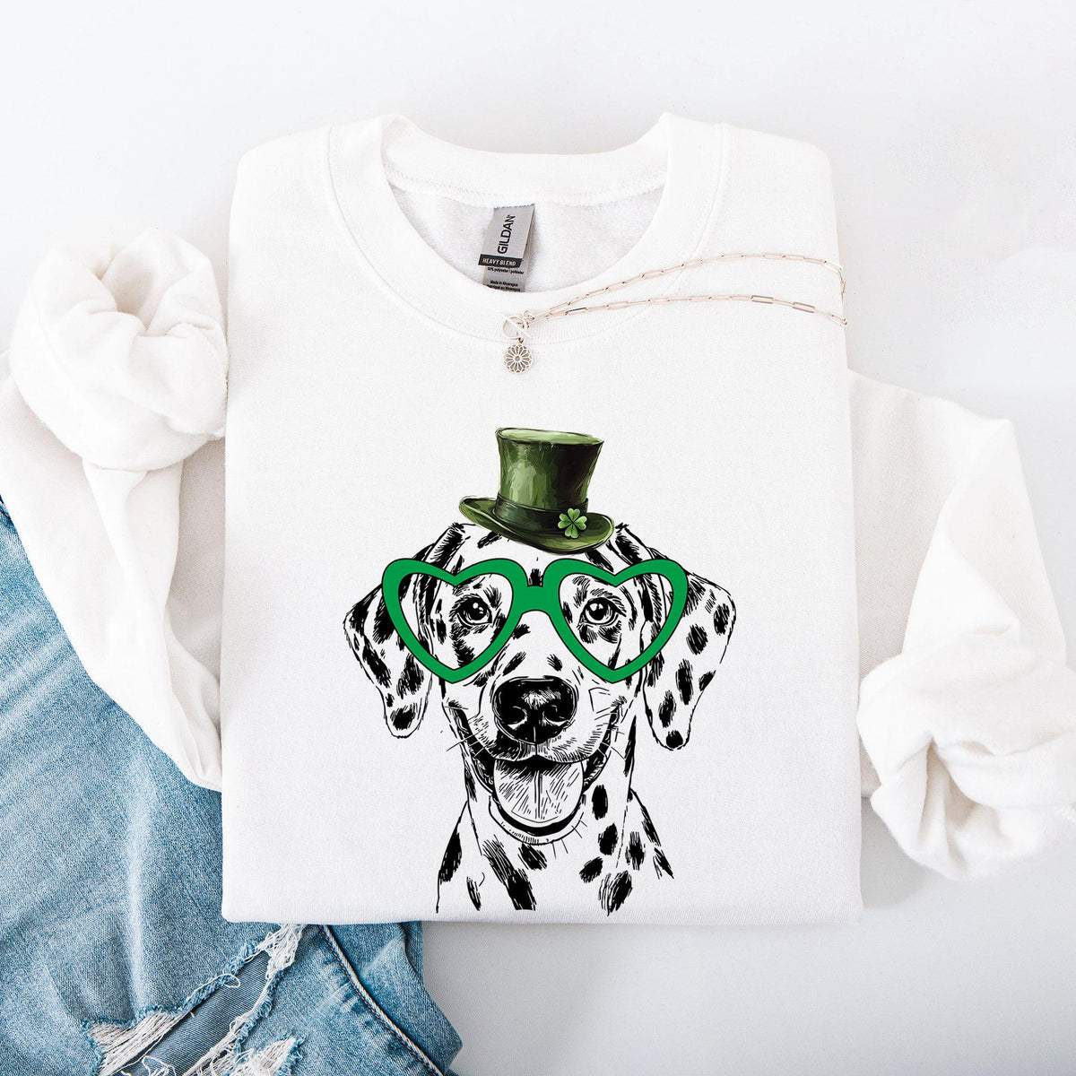 Dalmatian Adorable Dog St Patrick39s Day Lucky Irish Sweatshirt Crewneck Crew Neck Sweater Sweatshirt – Feel-Good Design · Great Gift For Fans