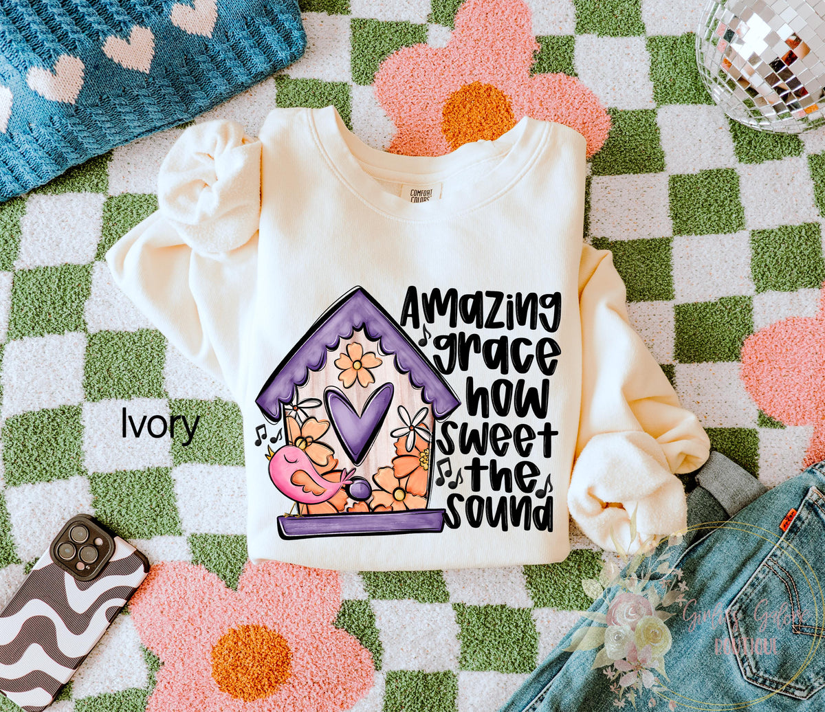 Amazing Grace Sweatshirt How Sweet The Sound Womens Church Shirt Jesus Love Christian Faith Gift Religious Shirts Sweatshirt – Soft Feel · Must-Have Style