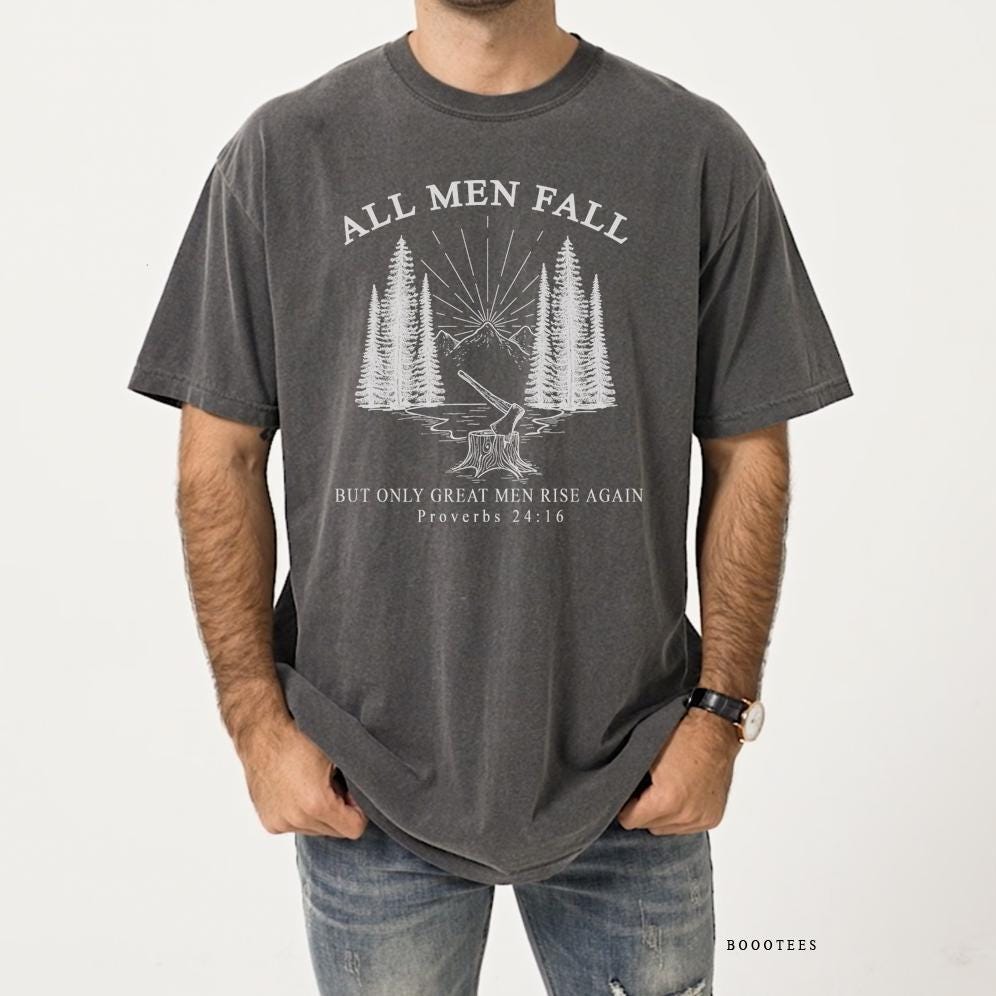 All Men Fall But Only Great Men Rise Again Comfort Colors Gym Work Out T Shirt Spiritual T shirt Tees Religious Faith Shirt Inspirational Graphic Tee – Easygoing Wear · Top Pick For Any Outfit