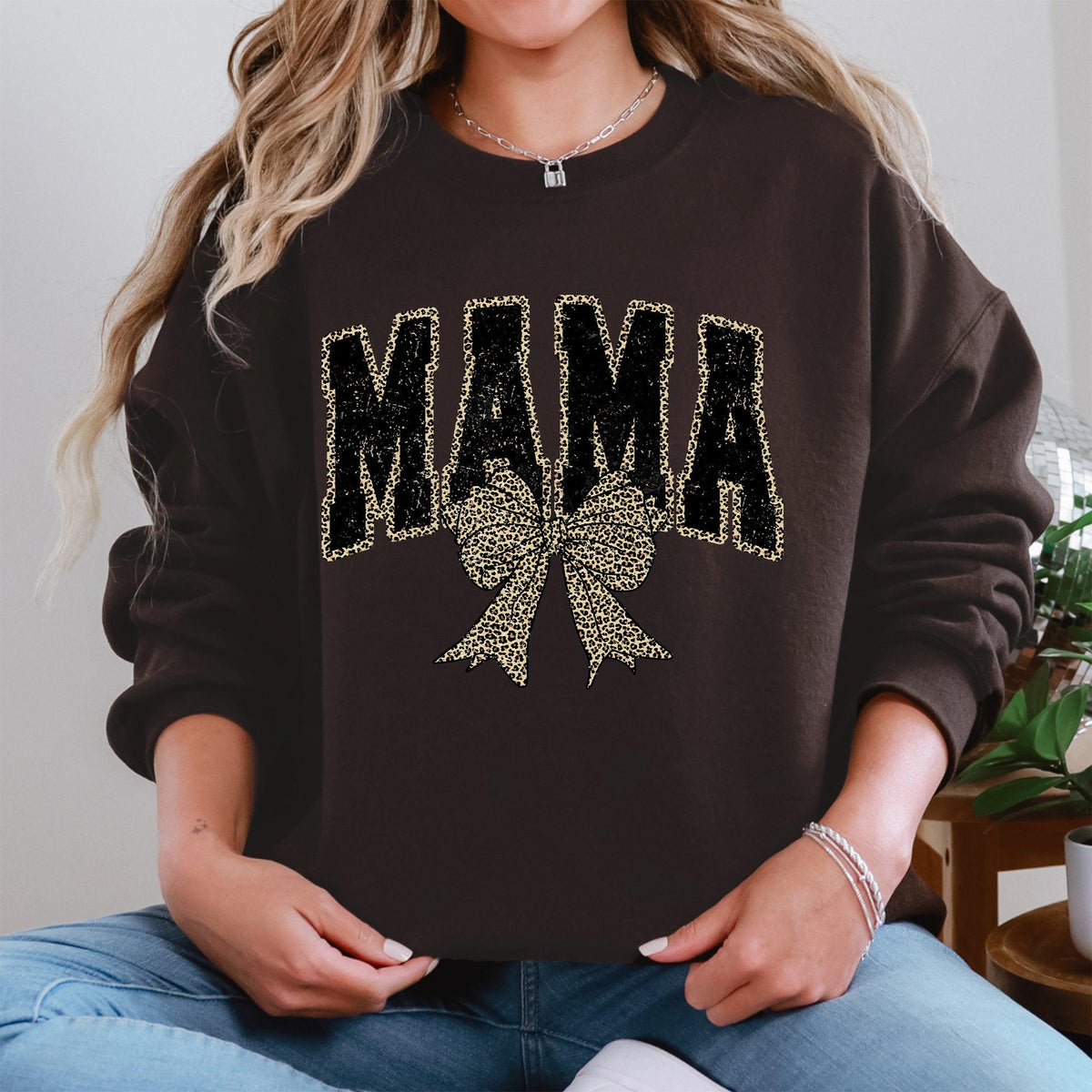 Mama Black Leopard Print Bow Ribbon Mother39s Day Sweatshirt Crew Neck Sweater Mom Gift Sweater Crew Neck Mom Gift Sweatshirt – Bold Style · Trending Graphic Apparel