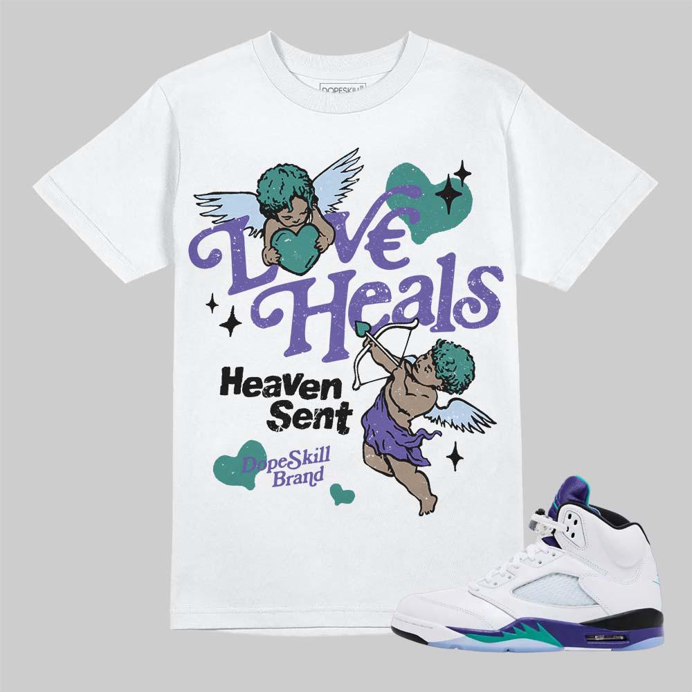 Streetwear Graphic Tee Grape 5s Unisex Graphic Tshirt DopeSkill Shirt To Match Sneaker Hip Hop Tee New Love Heals Graphic Graphic Tee – Soft Feel · Great Gift For Fans