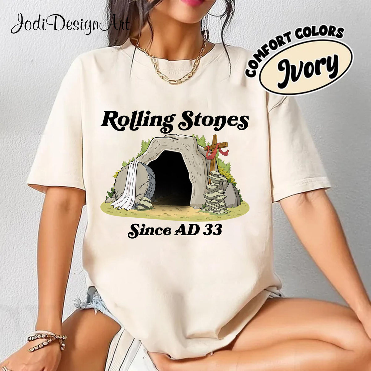 Rolling Stones T Shirt Trendy Easter Clothing Jesus Christ Shirt Gift For Christian Faith Based Graphic Tee Gift For Her Graphic Tee – Premium Graphic · Trending Graphic Apparel