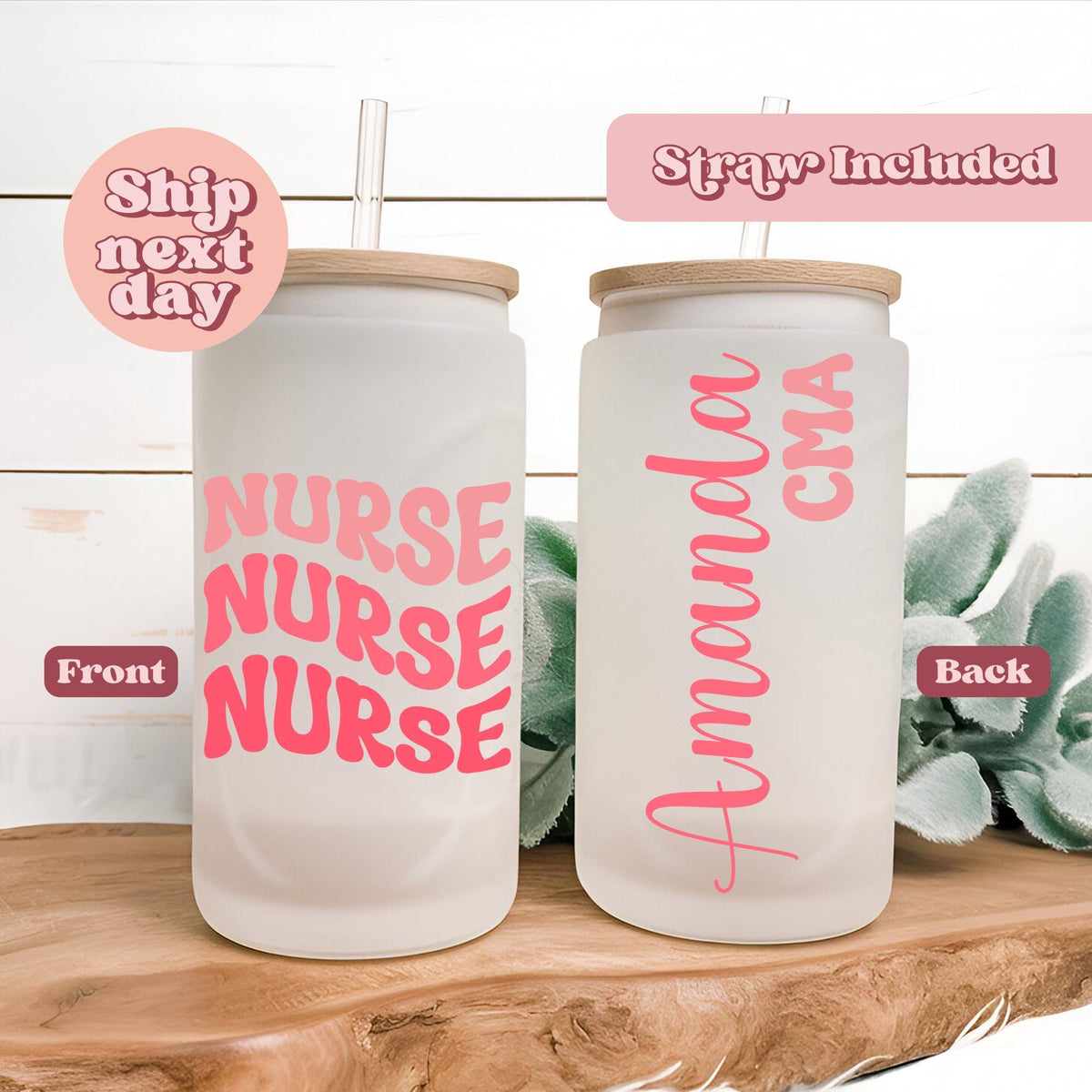 Personalized Nurse Tumbler Custom Name Water Bottle Frosted Glass Cup Straw Included Gift for Nurses Cute DrinkwareFL 139 Graphic Tee – Warm & Stylish · Top Pick For Any Outfit