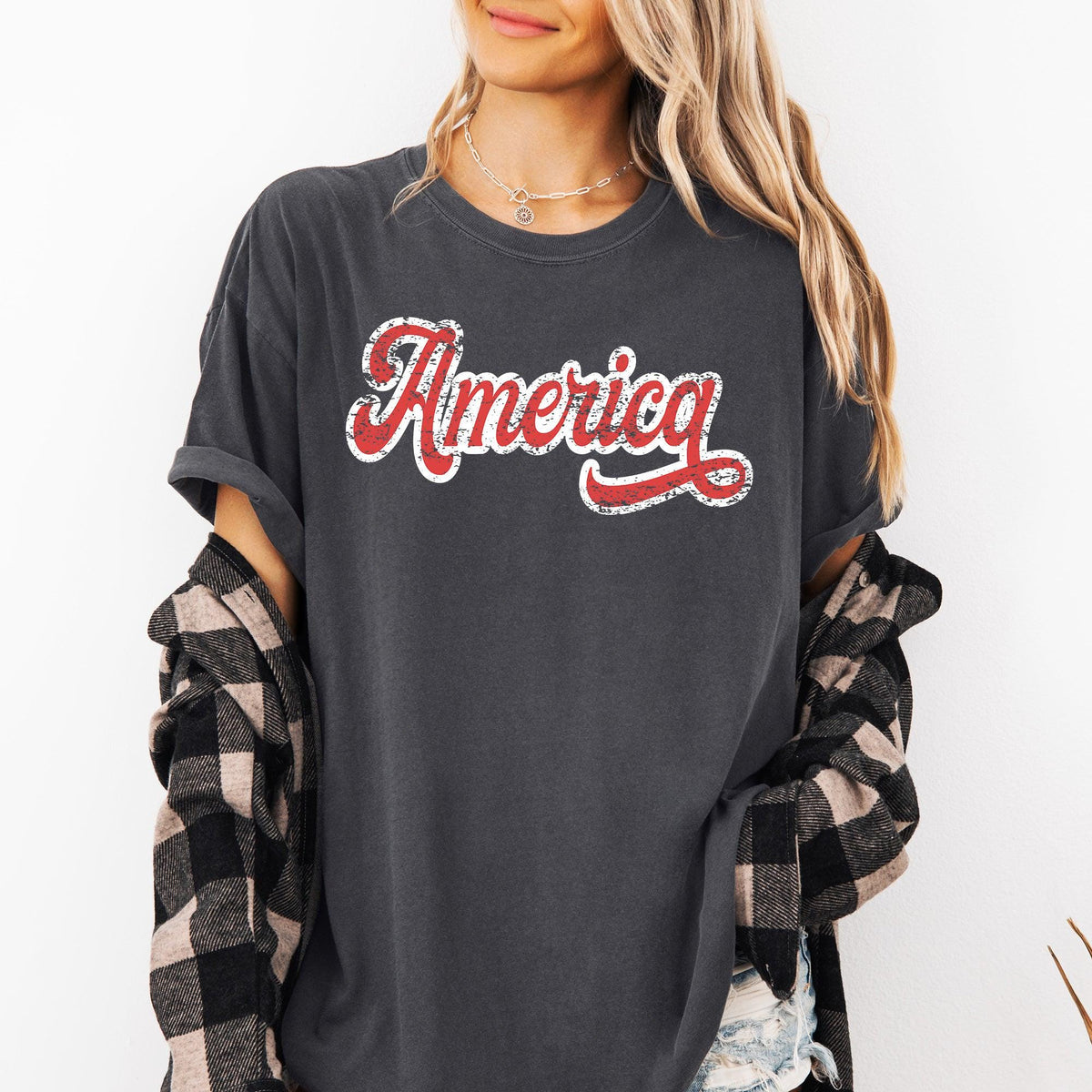 America Red White Varsity Retro Patriotic USA 4th of July Tshirt Comfort Colors Tee Graphic Tee – Fan Favorite · Must-Have Style