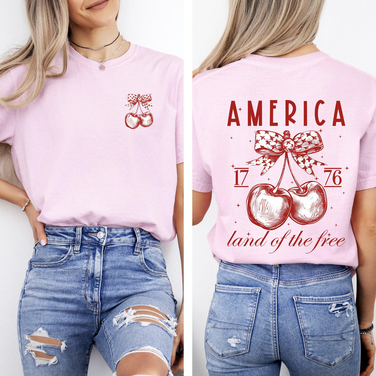 America Land Of The Free 1776 Cherries Patriotic 4th of July Tshirt Comfort Colors Tee Graphic Tee – Everyday Comfort · Must-Have Style