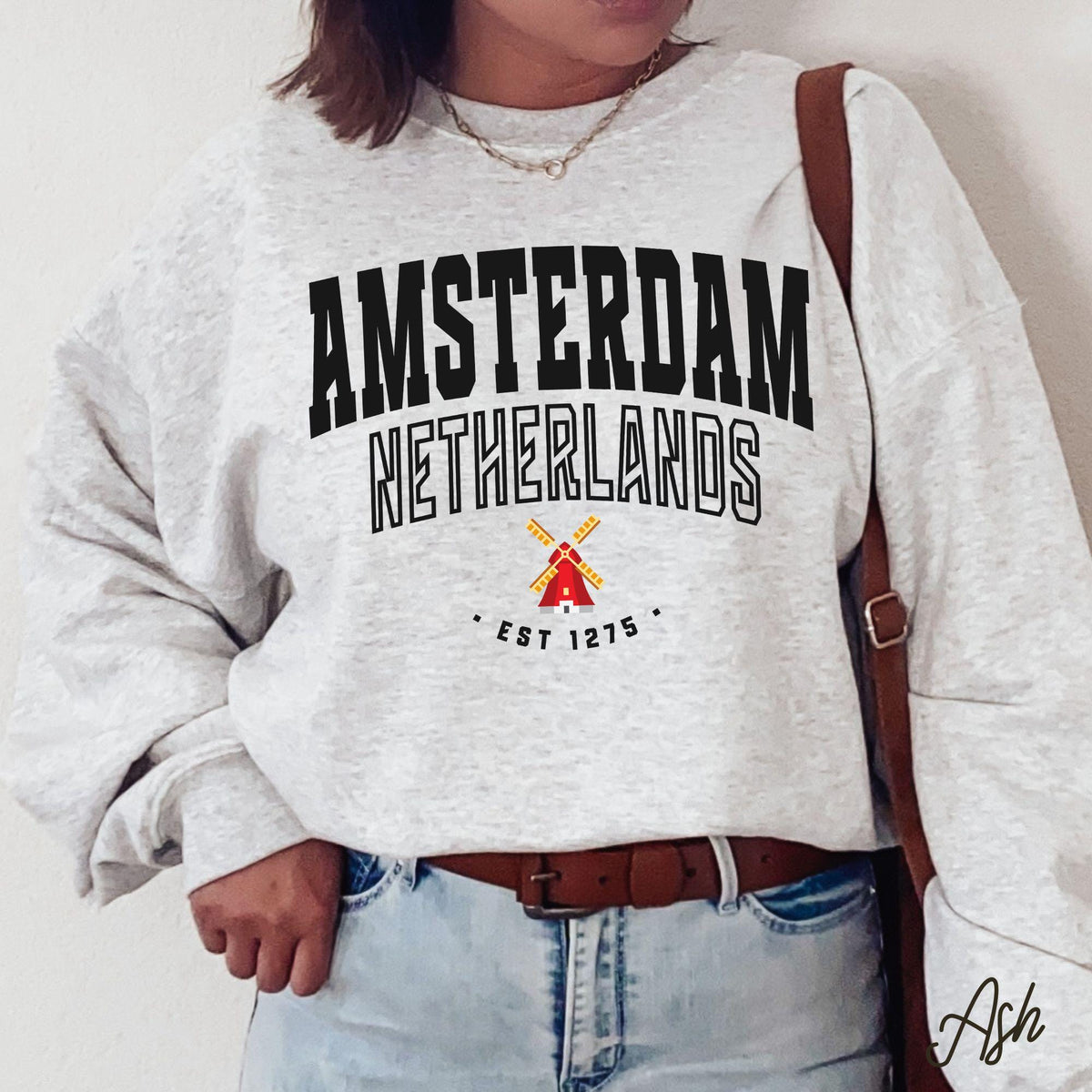 Amsterdam Crewneck Unisex Sweatshirt Varsity Collegiate Dutch College Style Jumper Holland Varsity Pullover Amsterdam Travel Gift Sweatshirt – Cozy Vibes · Must-Have Style