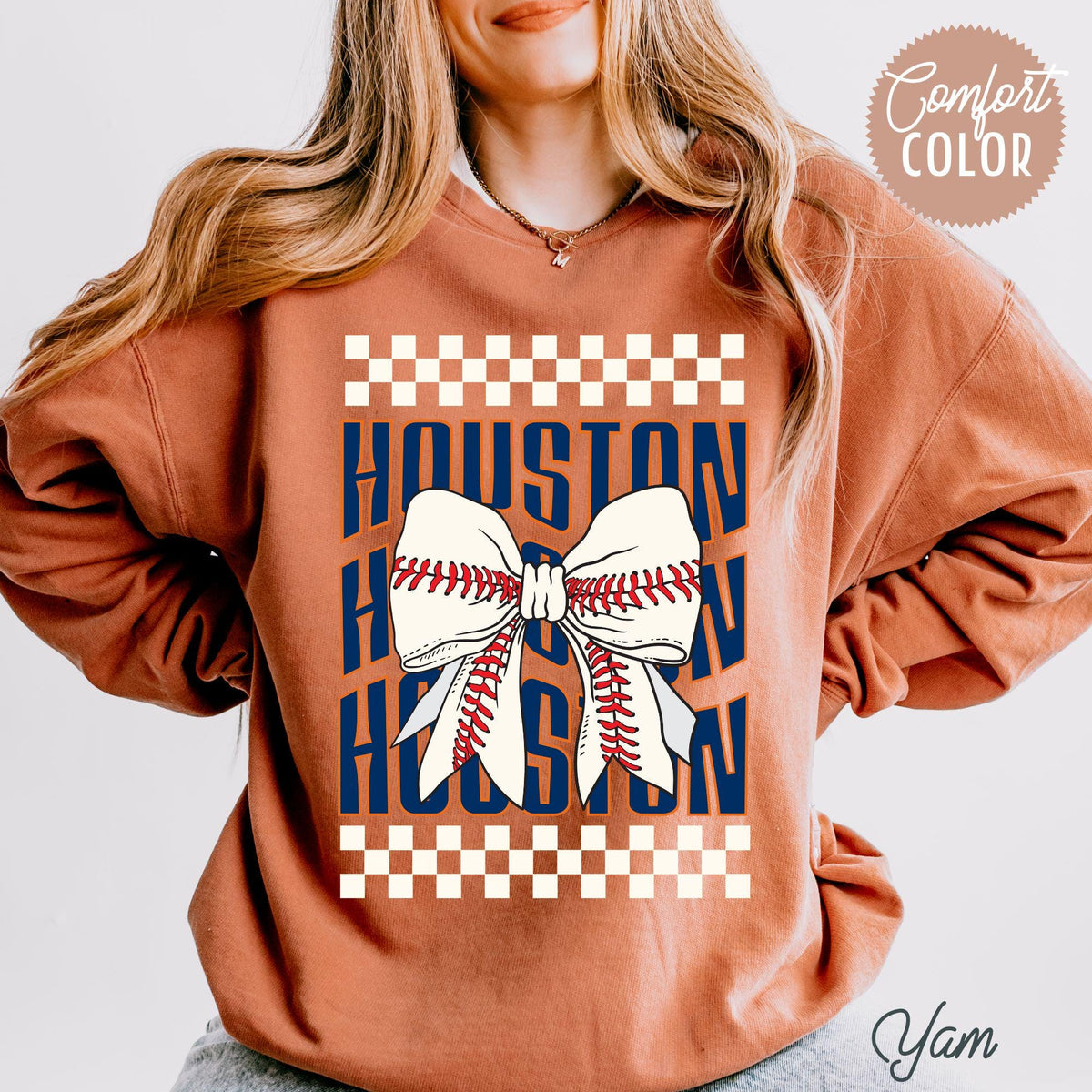 Houston Baseball Coquette Sweatshirt Houston Astro Game Day Crewneck Sweatshirt Coquette Bow Baseball Astro Fan Gift Sweatshirt – Aesthetic Look · High-Quality Print
