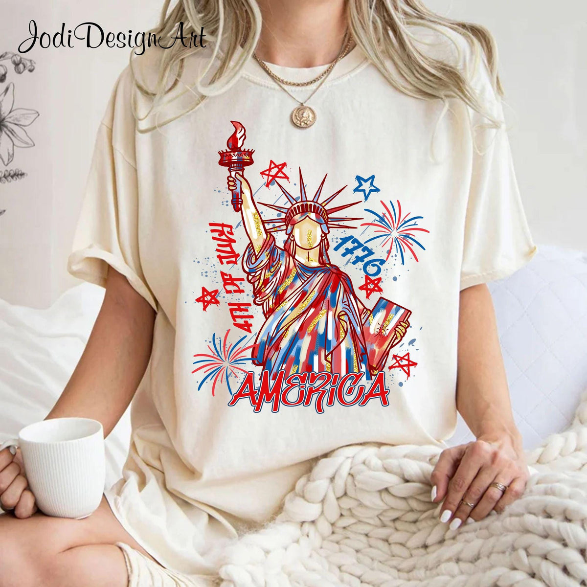 4th July Statue of Liberty Shirt America USA Shirt America 4th July USA Flag American Girl Shirt Glitter Floral 4th of July Graphic Tee – Easygoing Wear · Trending Graphic Apparel