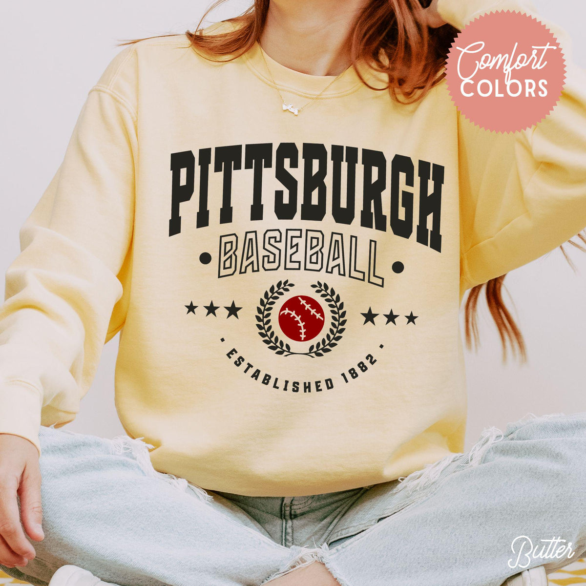 Pittsburgh Baseball Comfort Colors Sweater Varsity Collegiate Pirate Baseball Sweater Pirate Tailgate Game Day Shirt Pirate Fan Gift Graphic Tee – Everyday Comfort · Trending Graphic Apparel