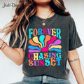 Forever Chasing Sunset Shirt Beach Shirt Retro Summer Summer Shirt Trendy Summer Tropical Shirt Boho Foral Sunsets Graphic Tee – Aesthetic Look · Great Gift For Fans