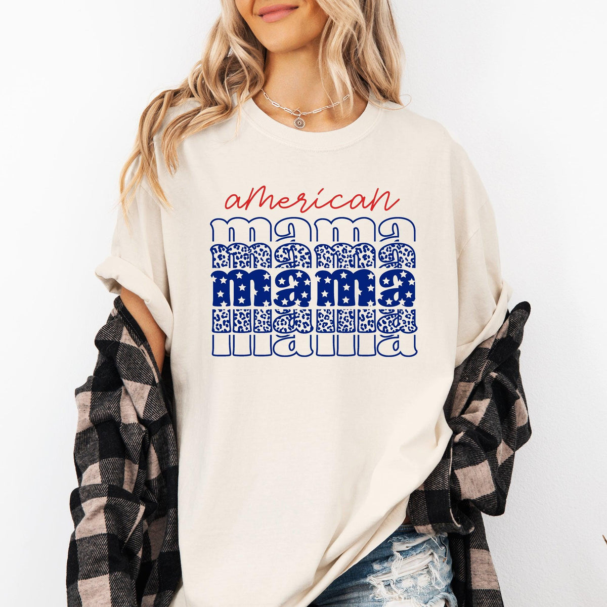 American Mama Retro Patriotic Stars Leopard 4th of July Tshirt Comfort Colors Tee Graphic Tee – Bold Style · Great Gift For Fans