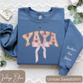 Personalized Yaya Sweatshirt or T Shirt Long Sleeve Tee Yaya Shirt with Kids39 Names Coquette Bow Yaya Floral Yaya Yaya Ribbon Shirt Sweatshirt – Everyday Comfort · Top Pick For Any Outfit