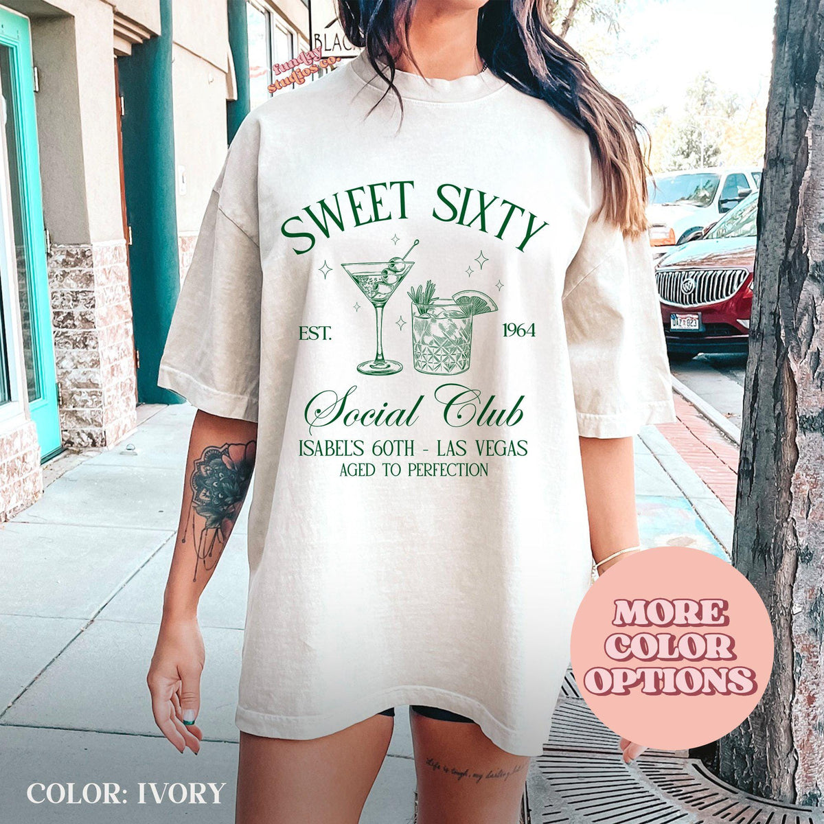60th Birthday T Shirt for Women Sweet Sixty Social Club Las Vegas Tee Aged to Perfection Customizable Birthday Gift for HerAP BIR7 Graphic Tee – Feel-Good Design · Perfect For Daily Wear