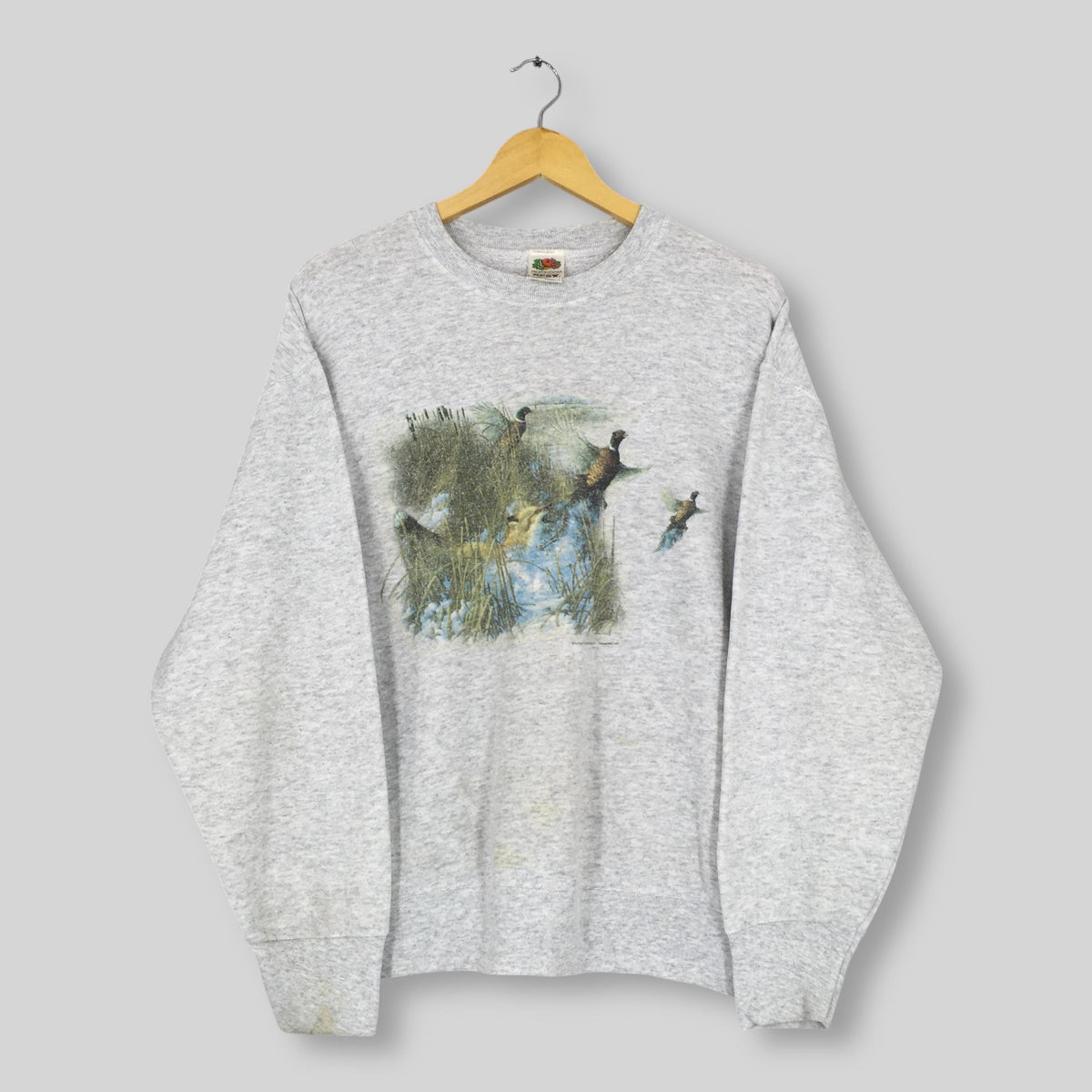 Vintage 90s Ring necked Pheasant Bird Sweatshirt Large Ring necked Pheasant Birds Graphics Crewneck Birds Wildlife Habitat Sweater Size L Sweatshirt – Warm & Stylish · High-Quality Print