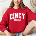Retro Cincinnati Baseball Sweatshirt Red Baseball Game Day Shirt Unisex Pullover Jumper Red Fan Gift Baseball Season Crewneck Sweater Sweatshirt – Premium Graphic · High-Quality Print