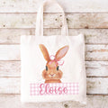 Personalized Bunny Tote Bag Custom Name Canvas Bag for Easter Gift for Kids Eco Friendly Shopping Bag Spring Decor Kids Birthday Tote Bag – Easygoing Wear · Perfect For Daily Wear