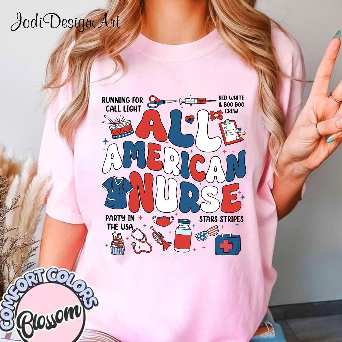 All American Nurse Shirt 4th Of July Shirt Red White Blue Fourth of July Patriotic Nurse Appreciation Nurse Life Independence Day Graphic Tee – Cozy Vibes · Great Gift For Fans