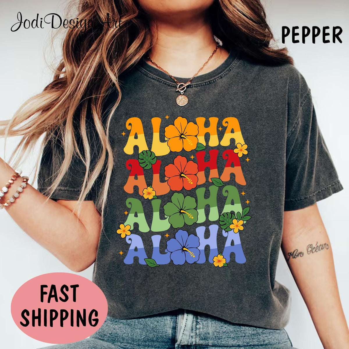 Aloha Shirt Tropical Flowers Colorful Summer Beach Vacation Aloha Hawaii Shirt Hibiscus Girls Trip Shirt Family Vacation Matching Graphic Tee – Premium Graphic · High-Quality Print