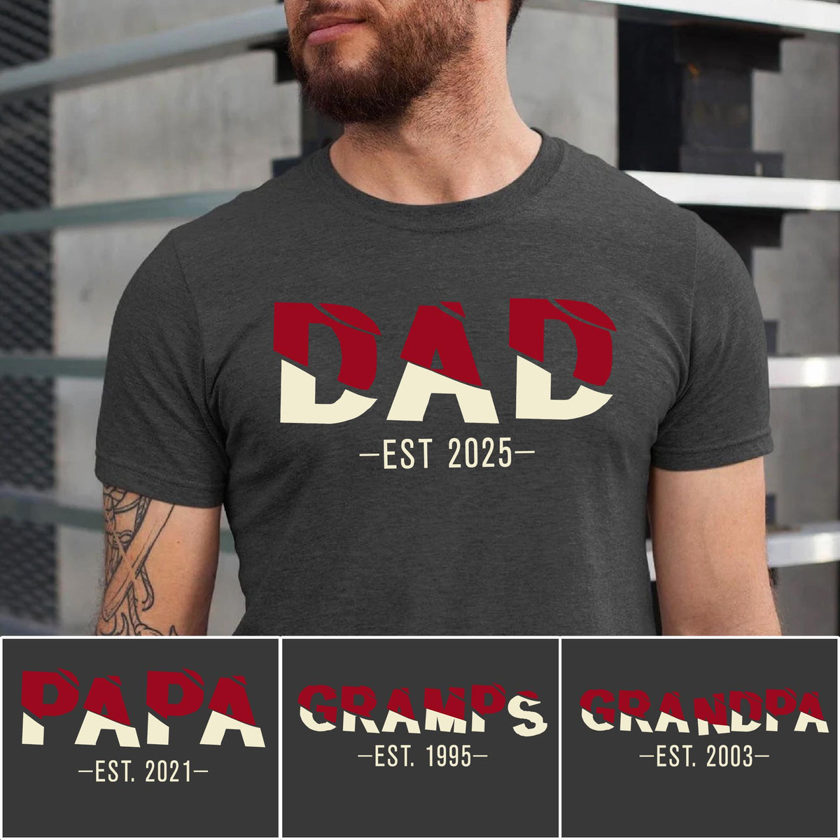 Dad Est Papa Est Shirt Personalized New Dad T Shirt Custom Est Year Shirt for Dad and Grandpa Fathers Day Gift First Time Dad Tee Graphic Tee – Soft Feel · Must-Have Style