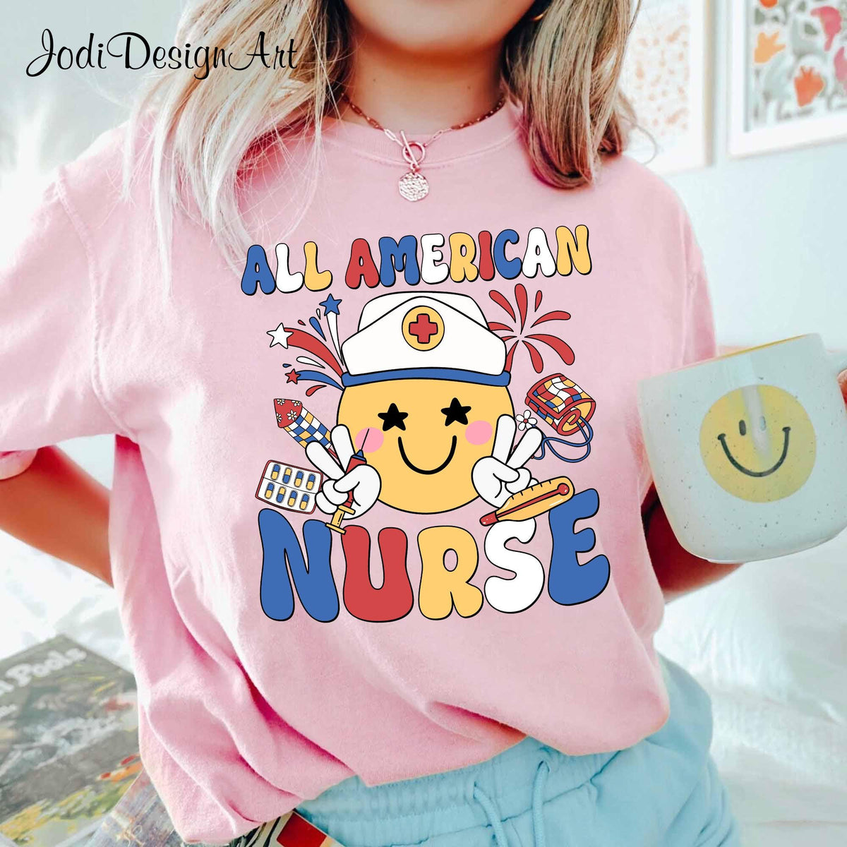 All American Nurse 4th of July Shirt Nursing Shirt America Nurse USA Shirt Nurse Tee Gift For Nurse Graphic Tee – Warm & Stylish · Perfect For Daily Wear