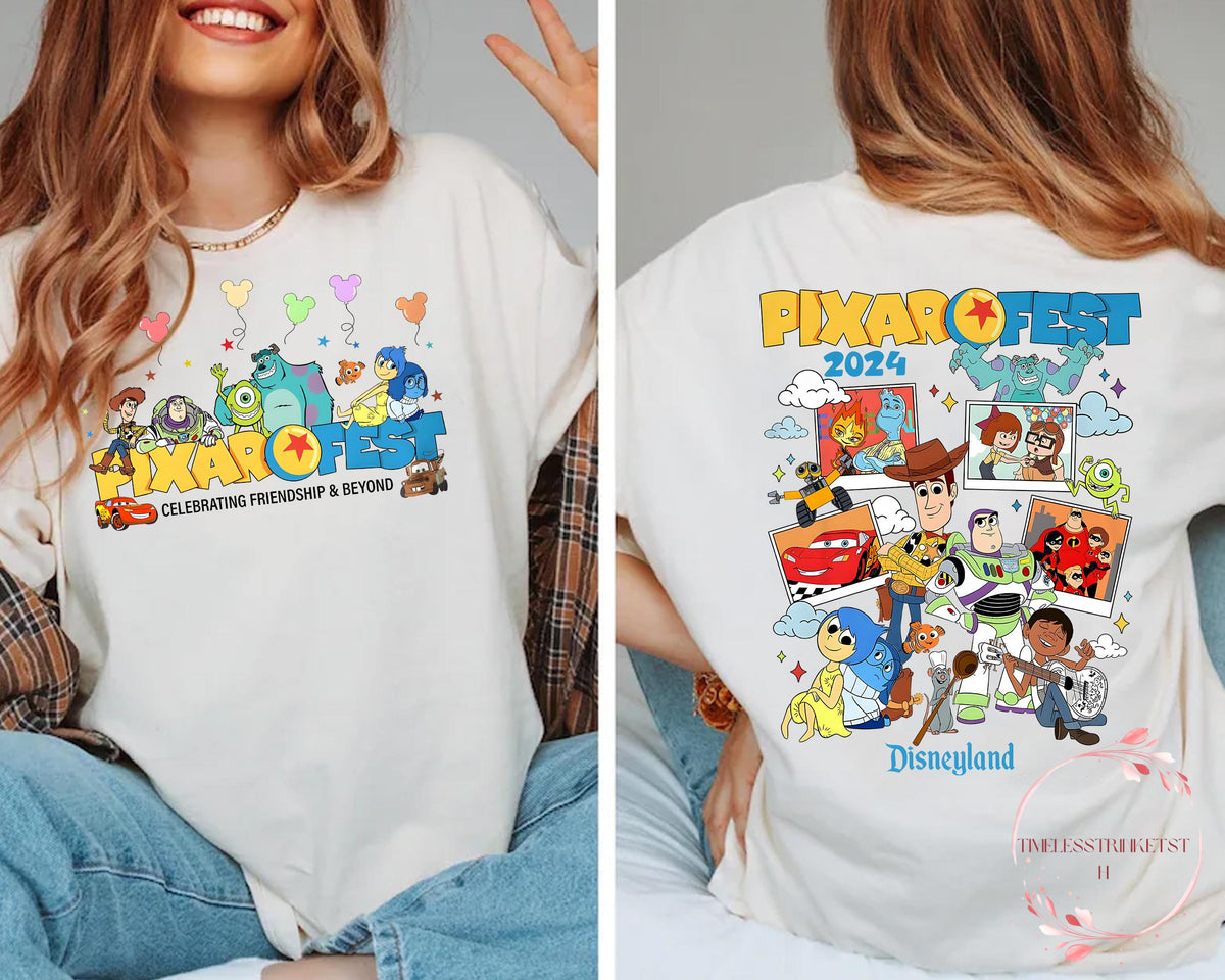 Retro PixarFest Shirt 2024 Vintage Two Sided Pixar Celebration Tee Disney Group Trip Friendship Theme Shirt Graphic Tee – Soft Feel · Trending Graphic Apparel