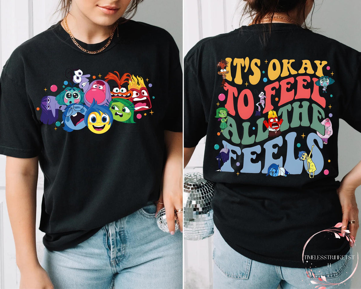Retro Inside Out Shirt Vintage Two Sided Black Tee Its Okay To Feel All The Feels Disney Pixar Tee Graphic Tee – Cozy Vibes · Must-Have Style