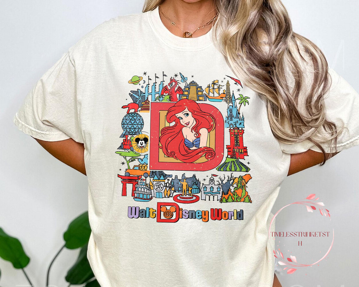 Ariel Disney World Shirt Retro Little Mermaid Postcard Tee Vintage Princess Comfort Colors Shirt Cute Disney Park Outfit for Women Graphic Tee – Bold Style · Top Pick For Any Outfit