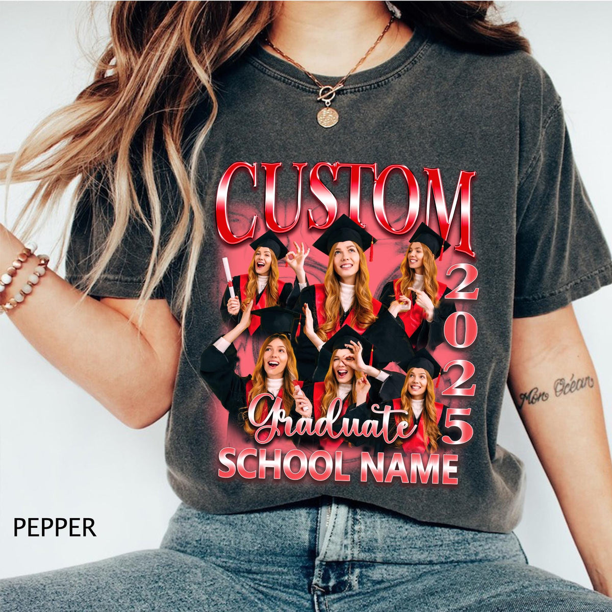 Personalized Photo Graduation Comfort Color Shirt Bootleg Custom Photo Graduation T Shirt 2025 Graduation Family T Shirt Senior of 2025 Graphic Tee – Feel-Good Design · Great Gift For Fans