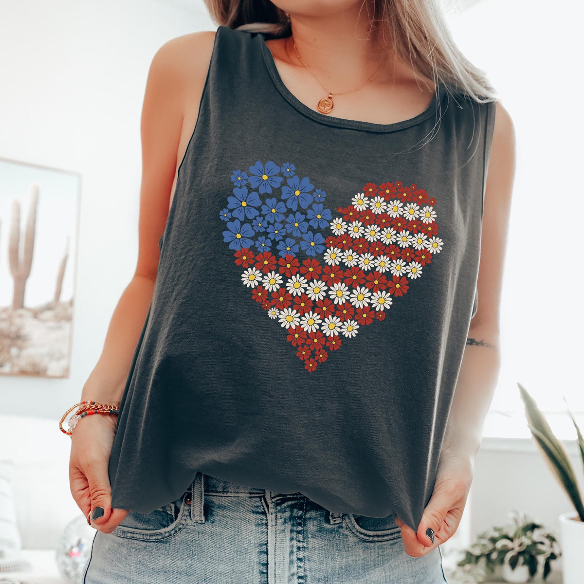 American Flag Heart Fourth of July America Patriotic USA Comfort Colors Tank Top Tank Top – Bold Style · Trending Graphic Apparel