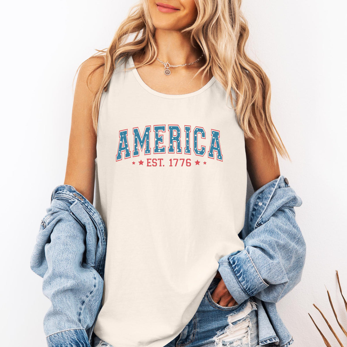 America Est 1776 Fourth of July America Patriotic USA Comfort Colors Tank Top Tank Top – Premium Graphic · High-Quality Print