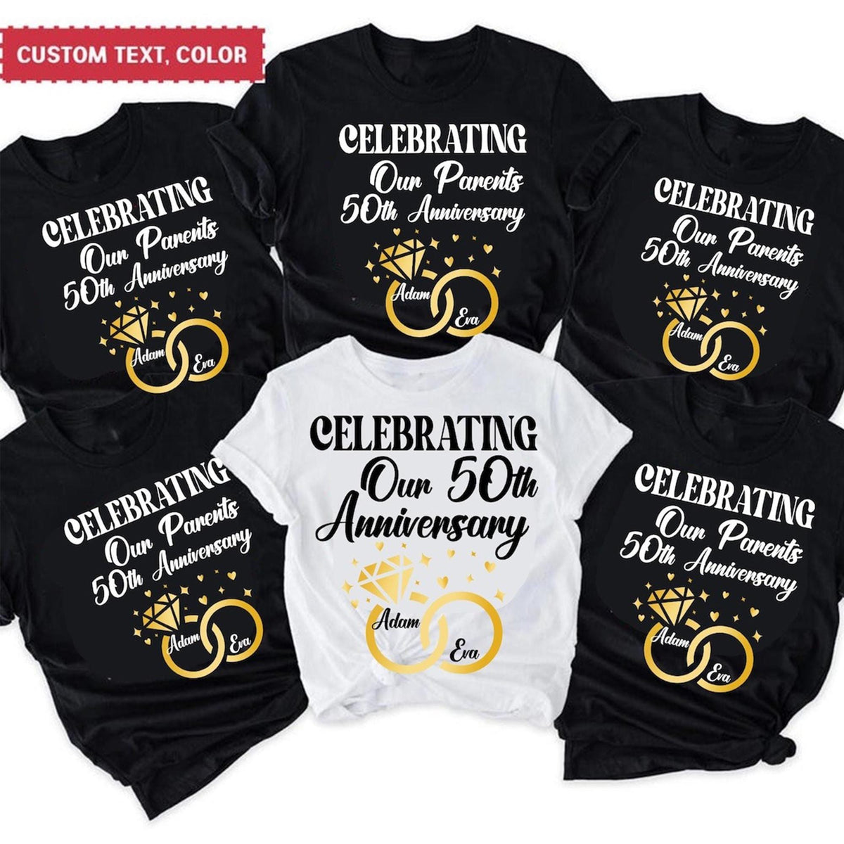 Personalized Wedding Anniversary Shirt Celebrating 50th Anniversary Family Friends Shirt Custom Anniversary Gift Gift For Couples Graphic Tee – Easygoing Wear · Top Pick For Any Outfit