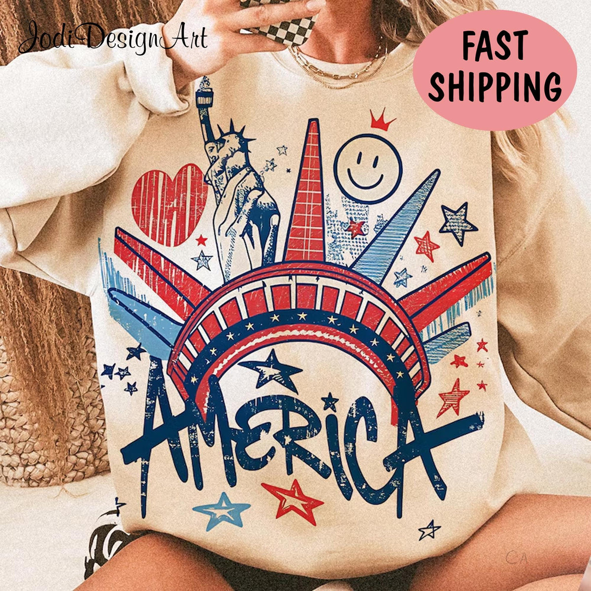4th Of July Statue Of Liberty Shirt USA Shirt America 4th July Shirt Graffiti America Shirt USA America Flag American Girl Shirt Graphic Tee – Soft Feel · Must-Have Style