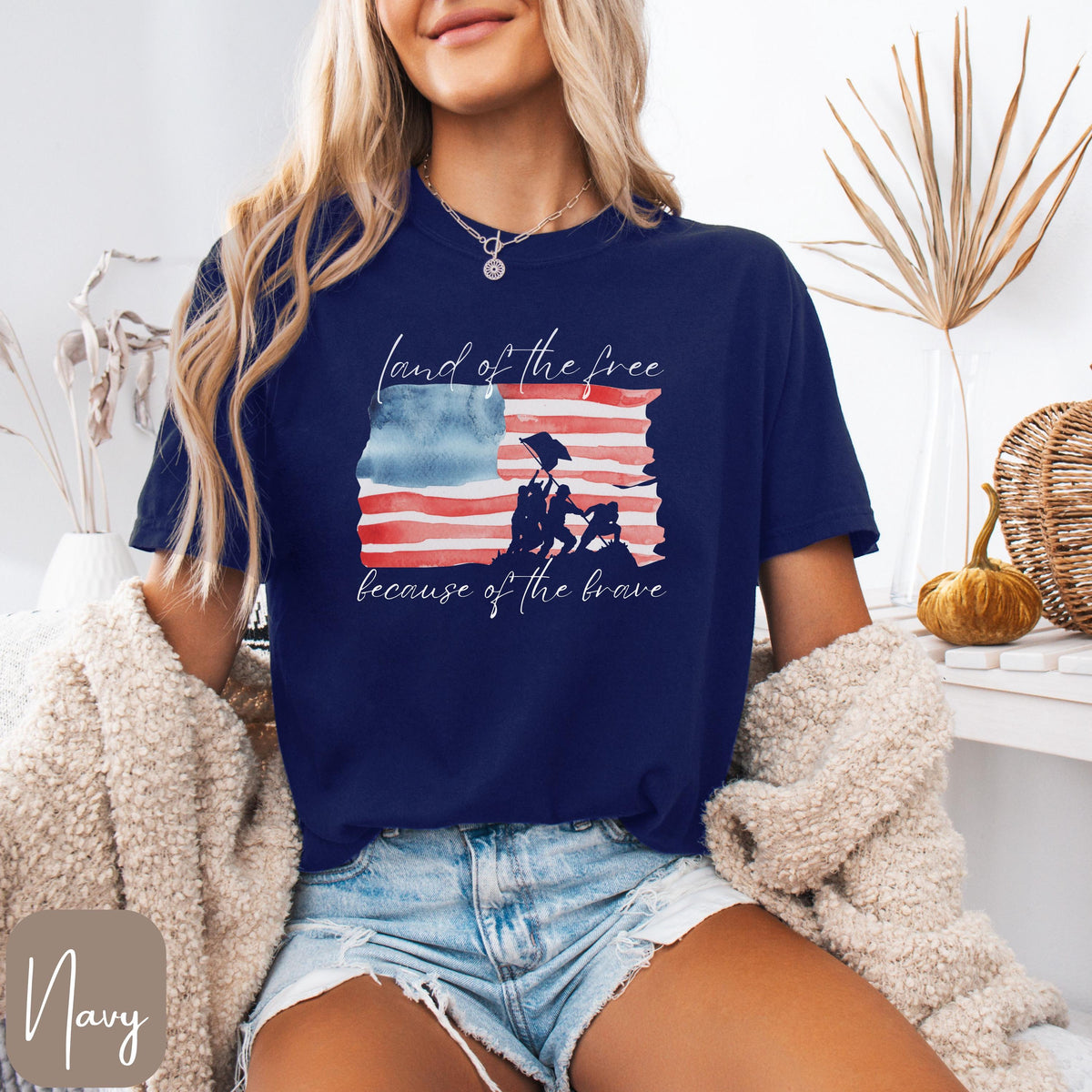 4th of July TShirt Patriotic Watercolor Vintage American Flag Land of the Free Because of the Brave Independence Day Tee Graphic Tee – Easygoing Wear · Trending Graphic Apparel