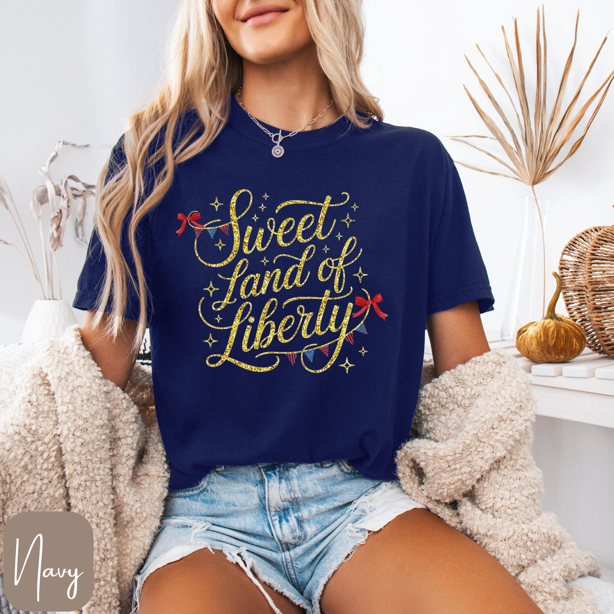 4th of July Patriotic T Shirt Sweet Land of Liberty America Shirt Coquette USA Stars Stripes USA Flag Graphic Tee – Easygoing Wear · Perfect For Daily Wear