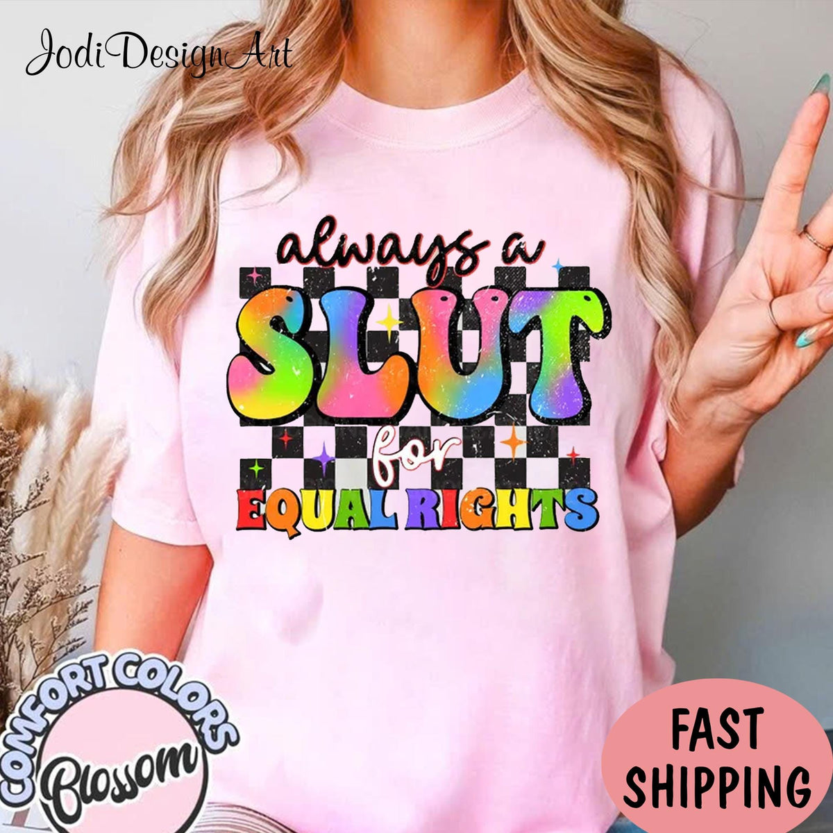 Always A Slut For Equality Rights Shirt Rainbow LGBT Pride Flag Shirt LGBTQ Shirt Lgbt Pride Month LGBT Rainbow Shirt Checkered Lgbt Graphic Tee – Everyday Comfort · High-Quality Print