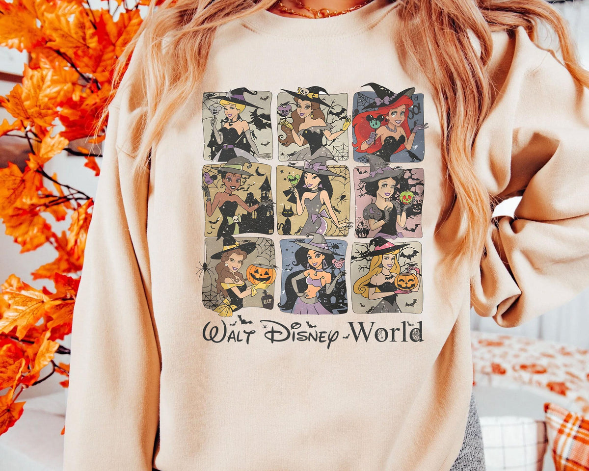 Disney Princess Halloween Shirt Witchy Ariel Belle Aurora Jasmine Tee Spooky Castle Fall Magic Comfort Colors Top Graphic Tee – Soft Feel · Top Pick For Any Outfit