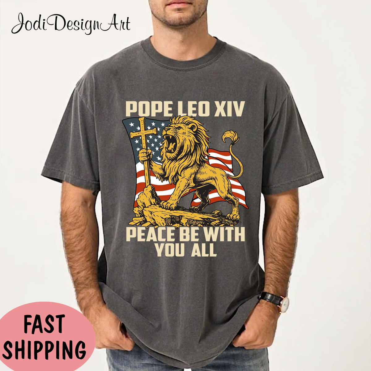 Pope Leo XIV Peace Be With You Shirt Patriotic Vatican Lion Shirt Christian Religious Shirt Catholic USA Shirt Graphic Tee – Feel-Good Design · Great Gift For Fans