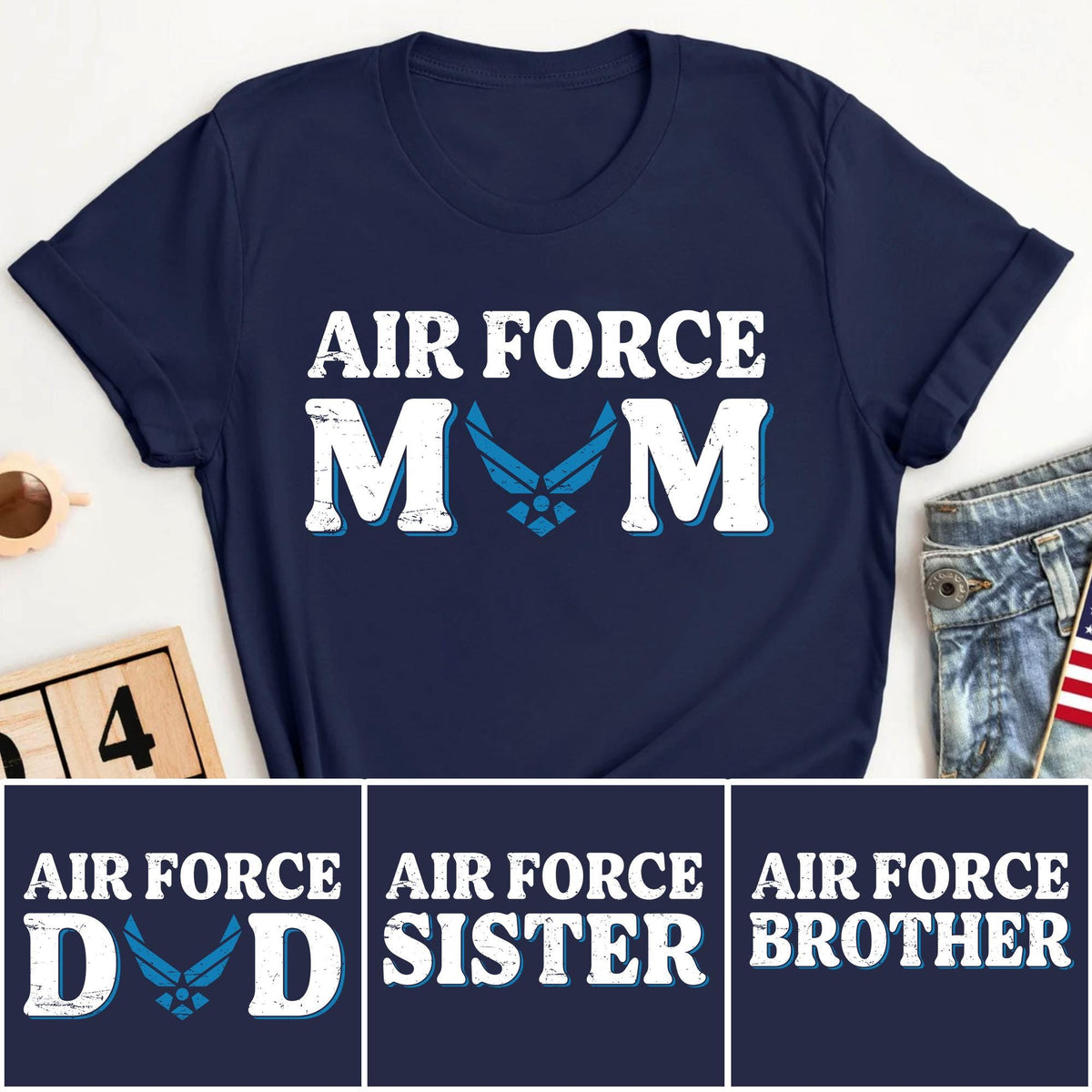 Air Force Mom Dad Sister Brother Shirts Proud USAF Family Matching Tees Military Support Tee Custom Airman Gift Patriotic Family Outfits Graphic Tee – Premium Graphic · Top Pick For Any Outfit
