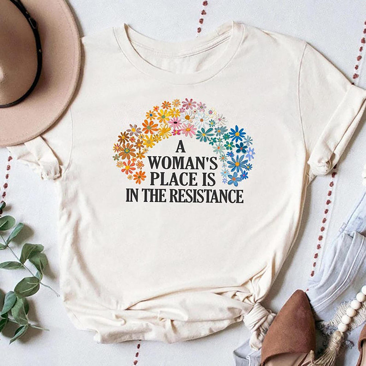 A Woman39s Place is in the Resistance Shirt Women39s Rights and Equality Shirt Feminist Protest Flower Equality Shirt Social Justice Graphic Tee – Bold Style · High-Quality Print