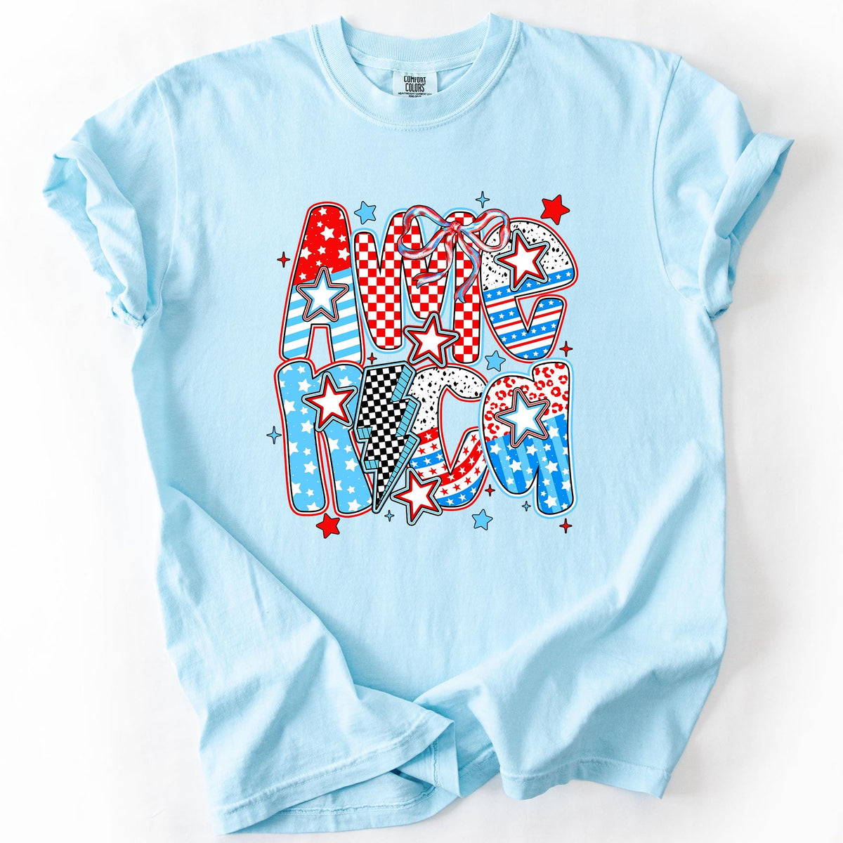 America Colorful Patriotic USA Fourth Of July Comfort Colors T Shirt Graphic Tee – Cozy Vibes · Trending Graphic Apparel