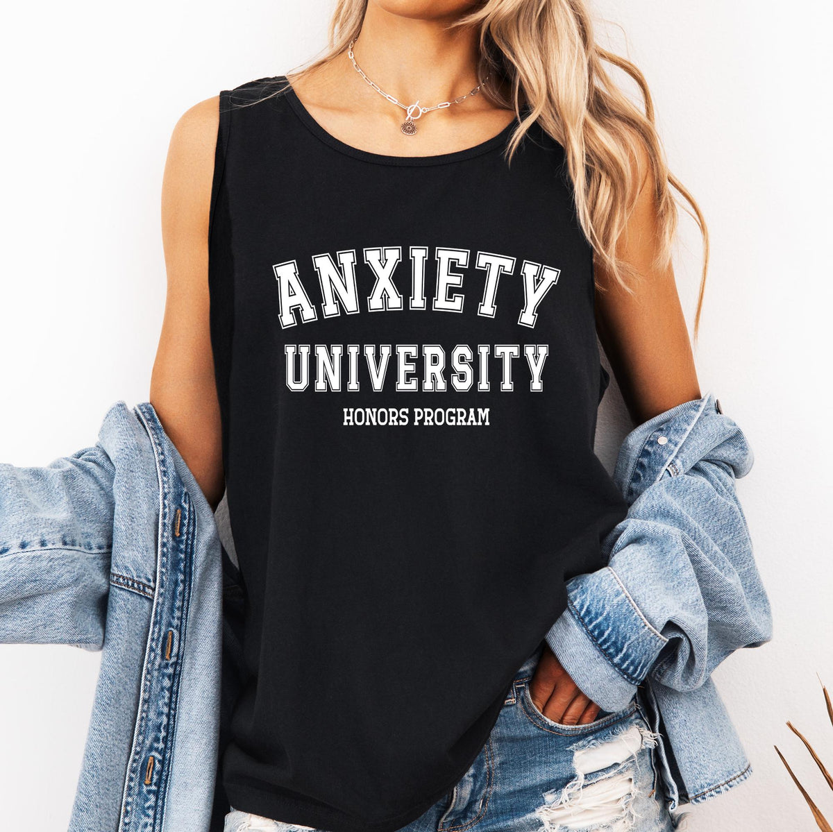 Anxiety University Sassy Sarcastic Minimalist Funny Comfort Colors Tank Top Tank Top – Bold Style · High-Quality Print