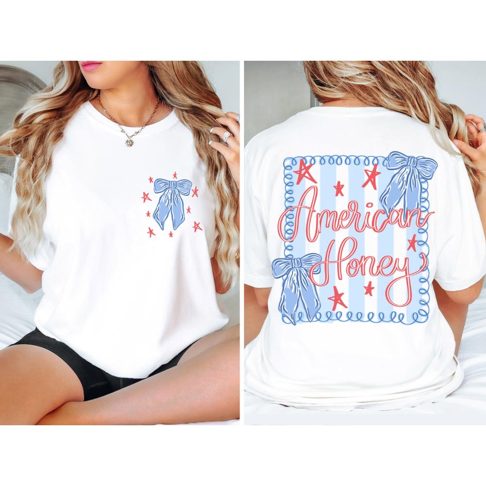 American Honey Red White and Blue Design Vintage Tee Summer Casual Wear July 4th Tee Comfortable Americana Shirt Fourth Of July Graphic Tee – Easygoing Wear · Top Pick For Any Outfit
