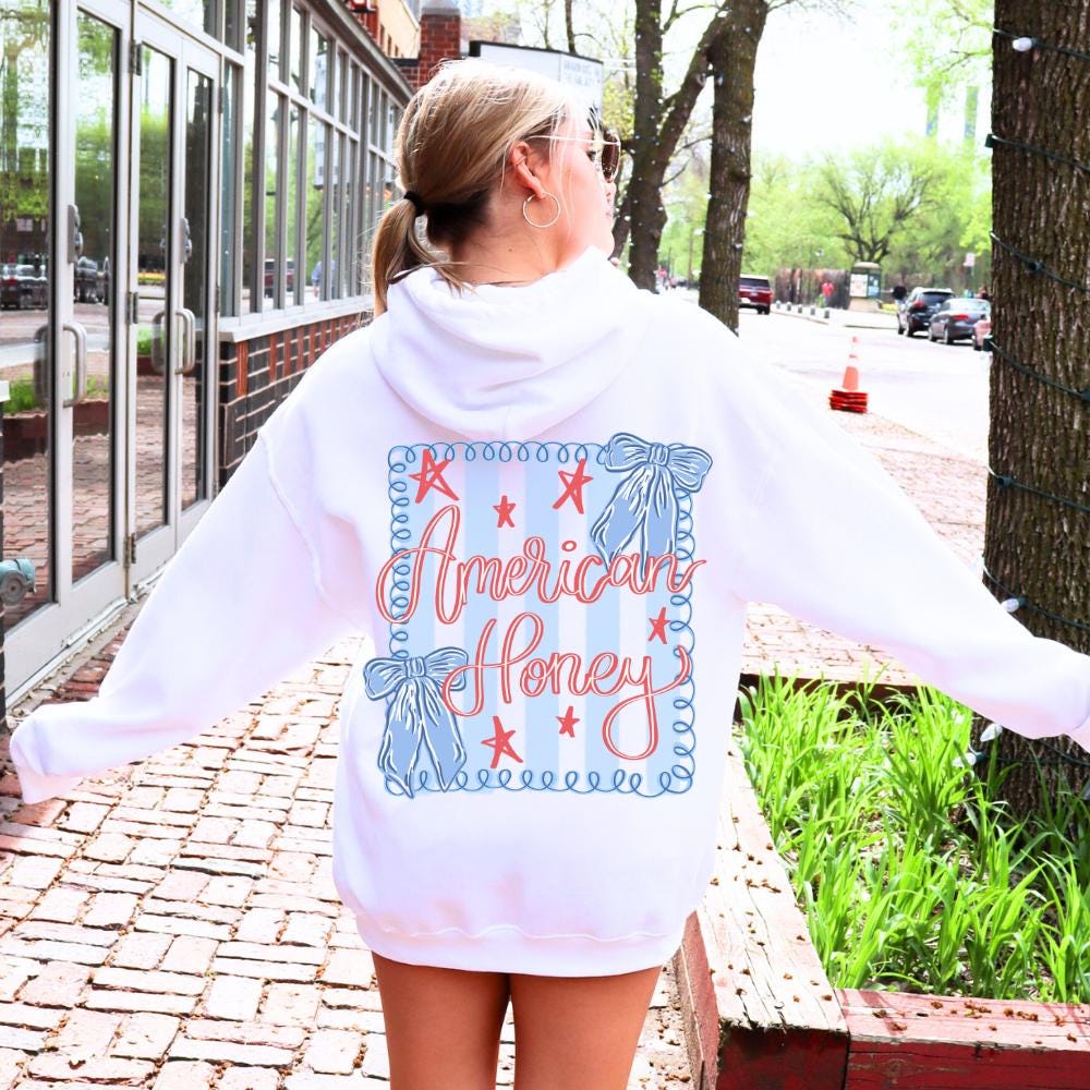 Americana Inspired Unisex Hooded Sweatshirt Cozy Comfort Gifts for Her American Honey Coquette Style Beach Days Red White Blue Bow Sweatshirt – Bold Style · Top Pick For Any Outfit